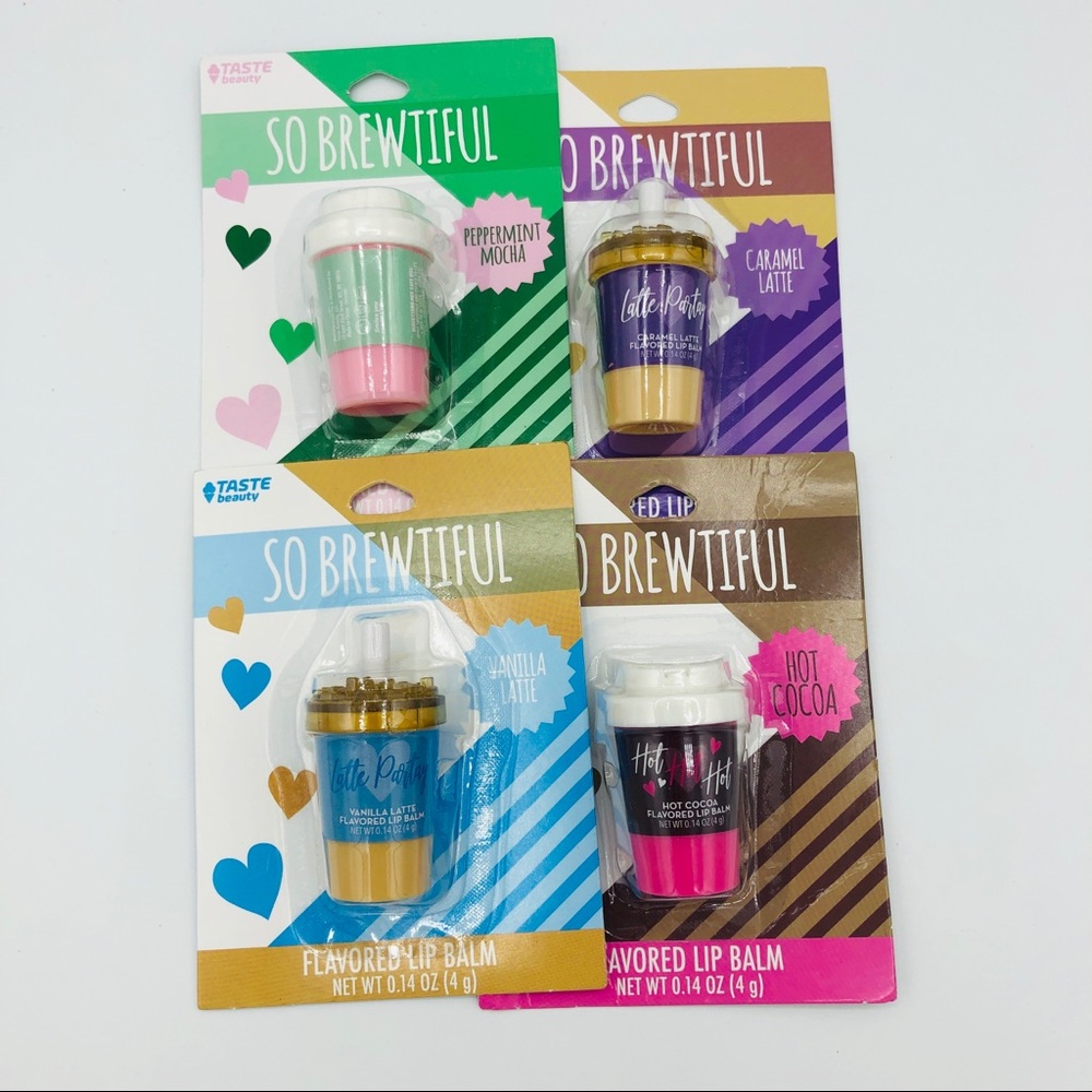 Set (4) So Brewtiful Coffee Themed Flavor Lip Balm